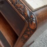 Art Deco bedside tables carved wood and marble 1930