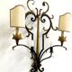 Vintage Florentine Wall Sconce XL in Forged Iron and Painted Sheet Metal – Black and Gold, 1970s