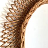 Round rattan mirror