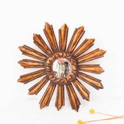 Vintage sun mirror witch's eye in gilded wood (39 cm)