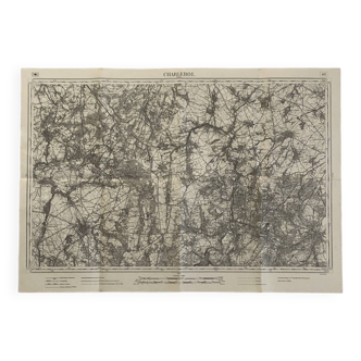 Vintage map of Charleroi surroundings 1914