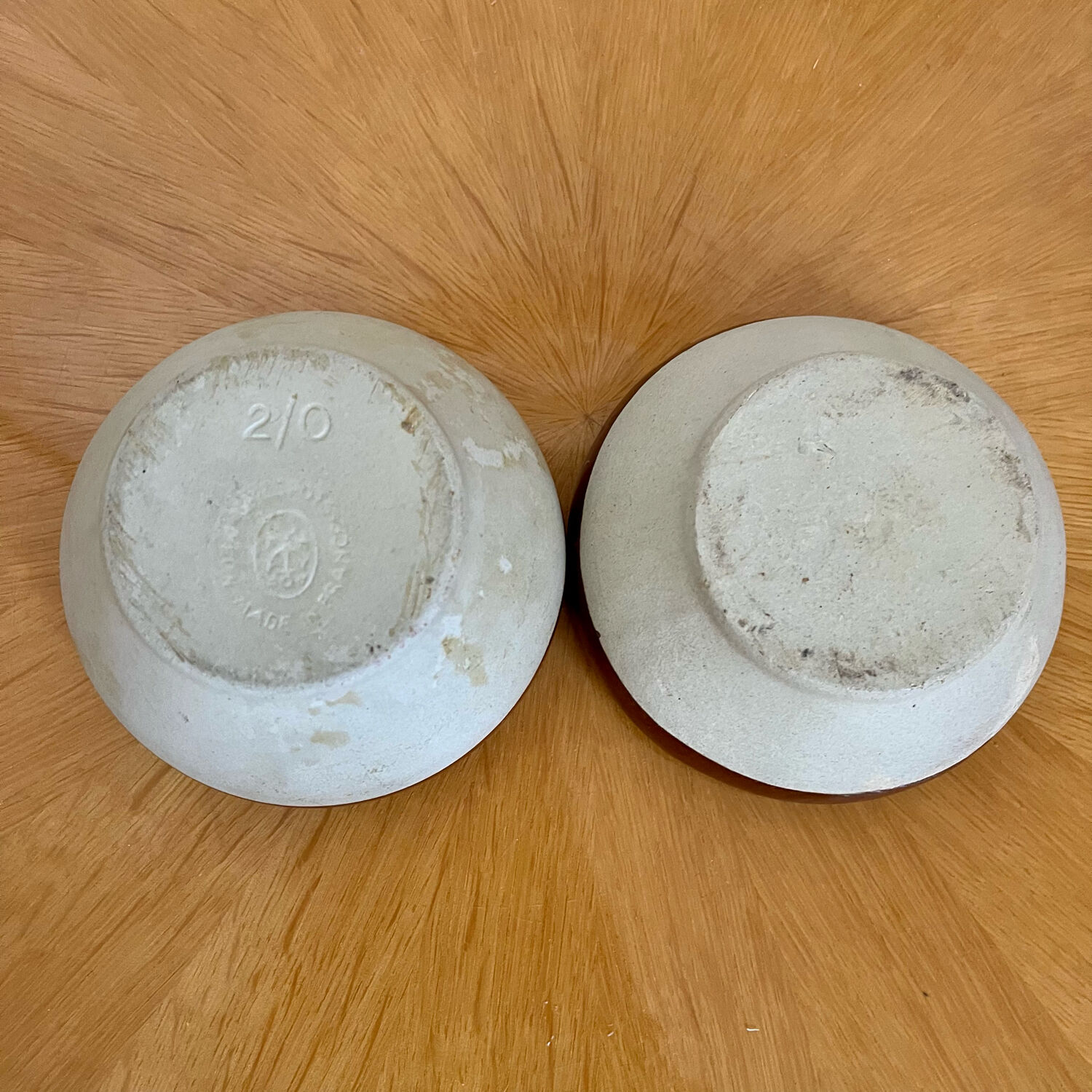 Set of 2 small Digoin bowls in vintage stoneware