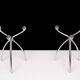 Pair aluminum 3 arms spider candle sticks de bijenkorf 1970s