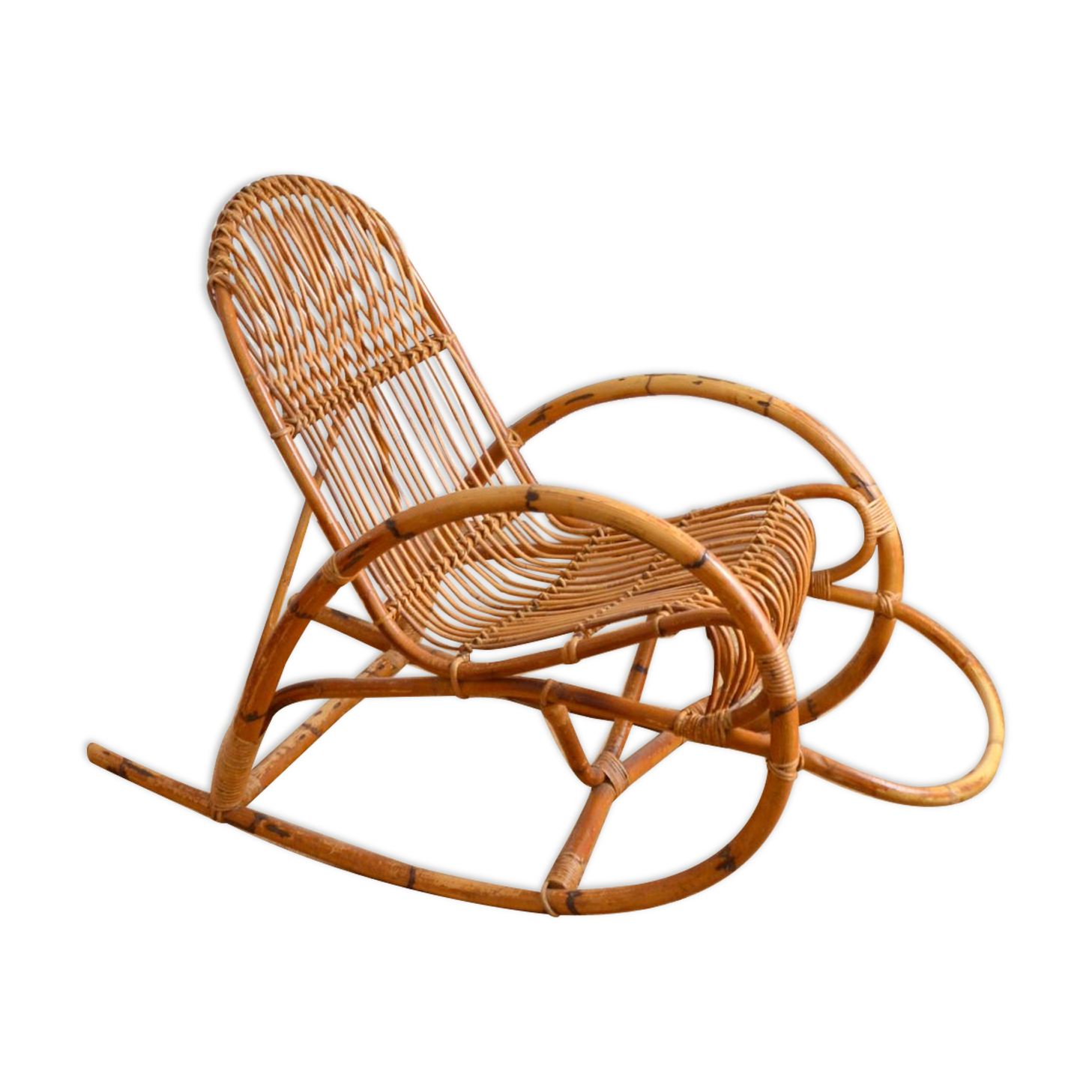 Rattan rocking chair Rohe Noordwolde 50s / 60s