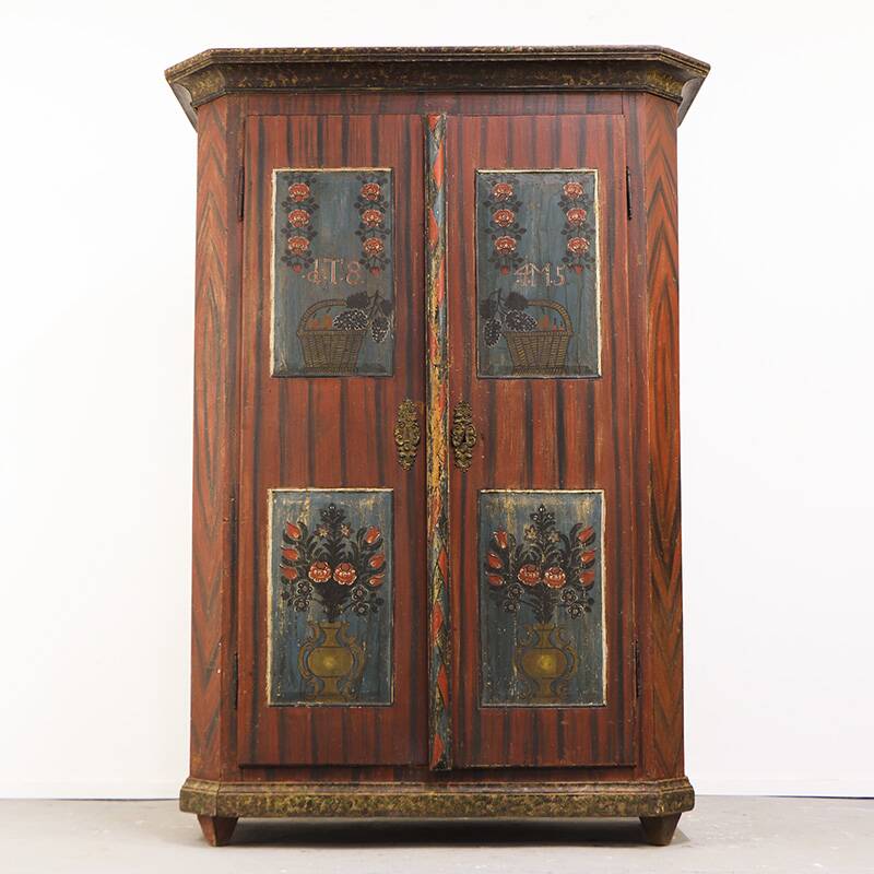 Painted Folk Art Bridal Cupboard