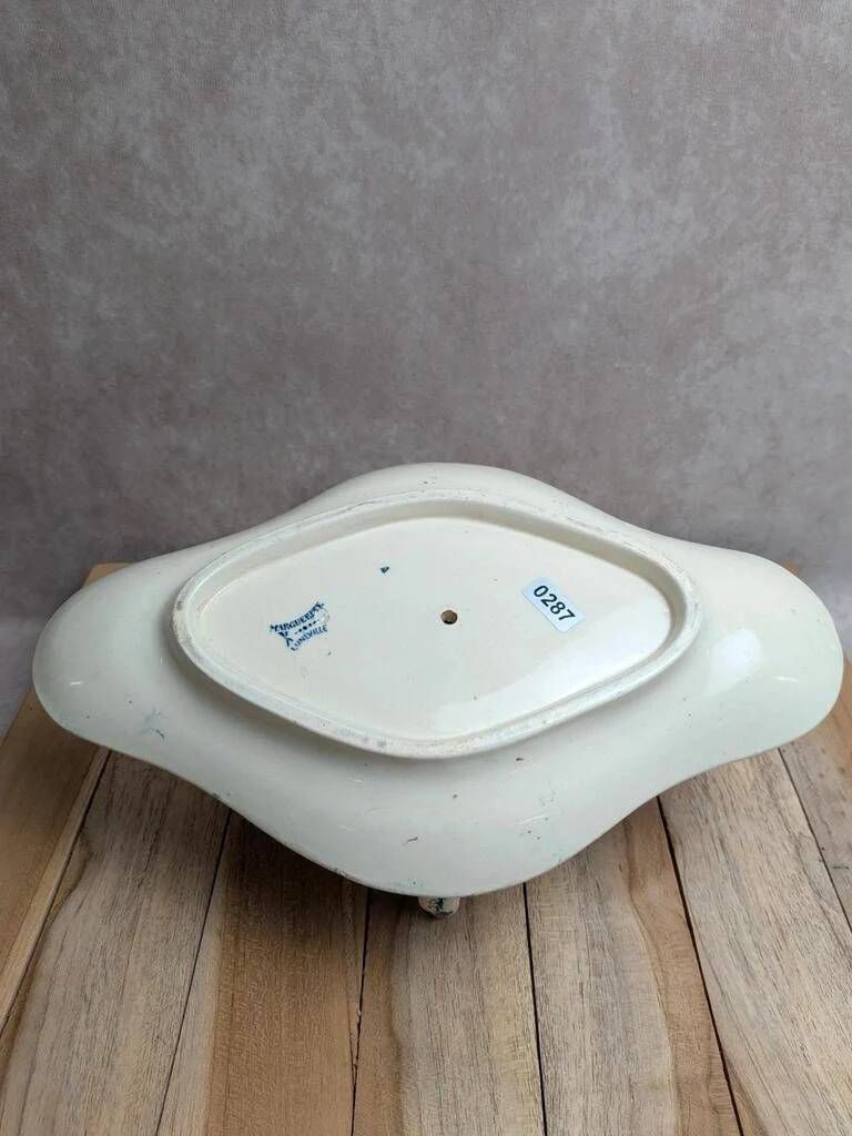 Antique sauce boat in Lunéville ironstone – Marguerite model – Blue decoration