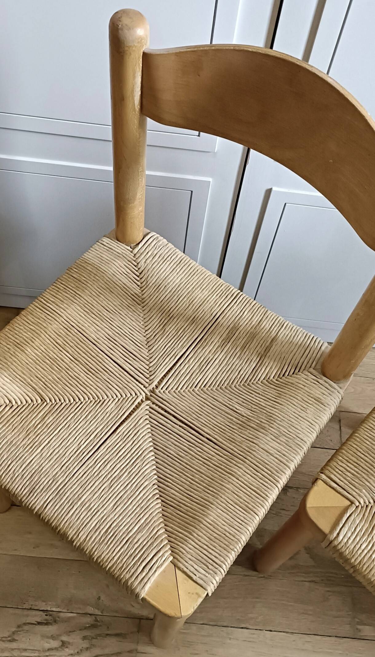 Série de 4 chaises scandinaves assise corde années 60