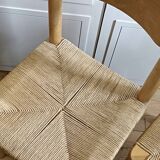 Série de 4 chaises scandinaves assise corde années 60