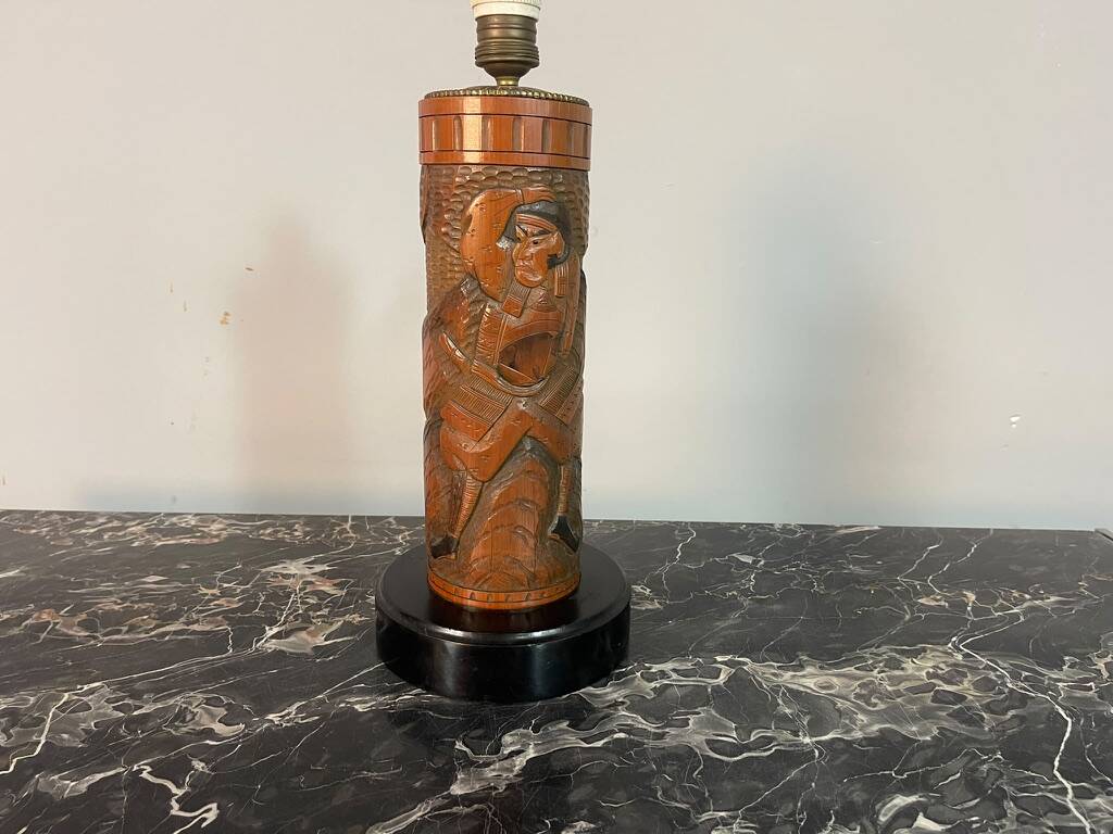Japanese Carved Bamboo Samurai Lamp Base, Mid-20th Century. Ref.: TL2003