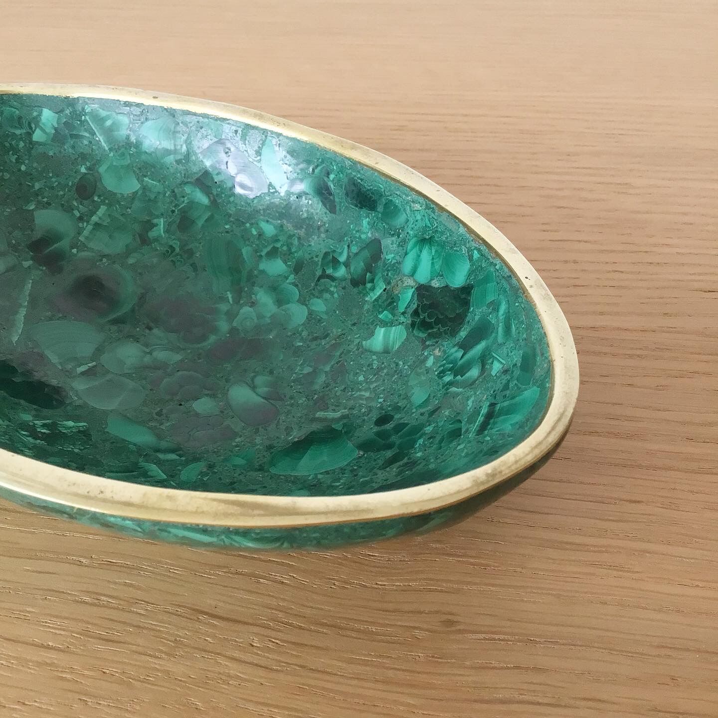 Vintage cup in malachite and brass