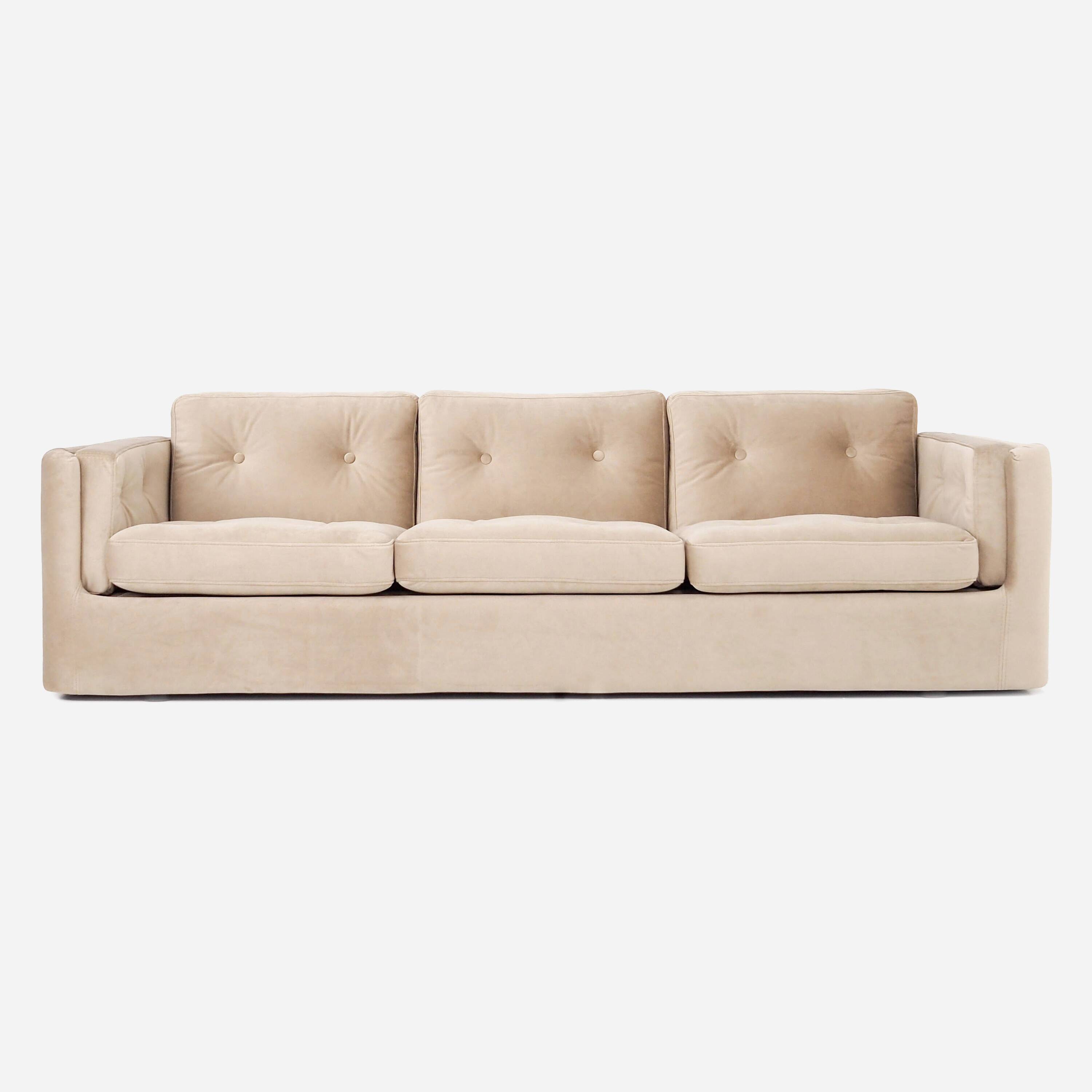 Sofa BERGEN en velours beige, design scandinave