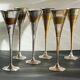 6 Vintage Silver-Plated Brass Champagne Flutes
