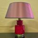 Red illuminated opaline glass table lamp by Peill and Puzzler, Germany 1960s