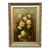 Jacques Maes (1905-1968). Still life signed "Roses". Oil on canvas.