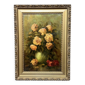 Jacques Maes (1905-1968). Still life signed "Roses". Oil on canvas.