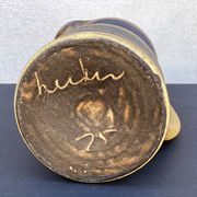 Vintage brown ceramic ear vase / jug vase