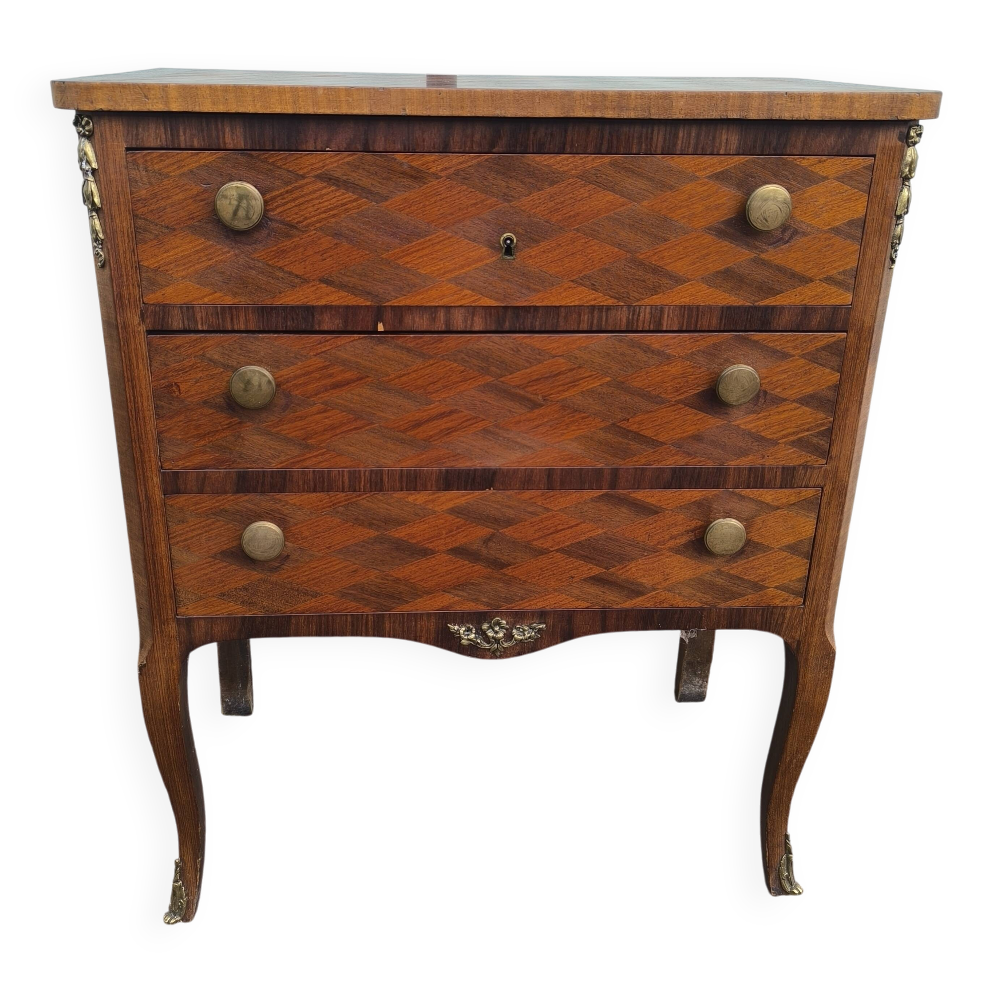 Small Louis XVI Style Marquetry Chest of Drawers Circa 1930/1950