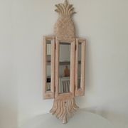 Miroir triptyque Art déco Ananas en bois sculpté