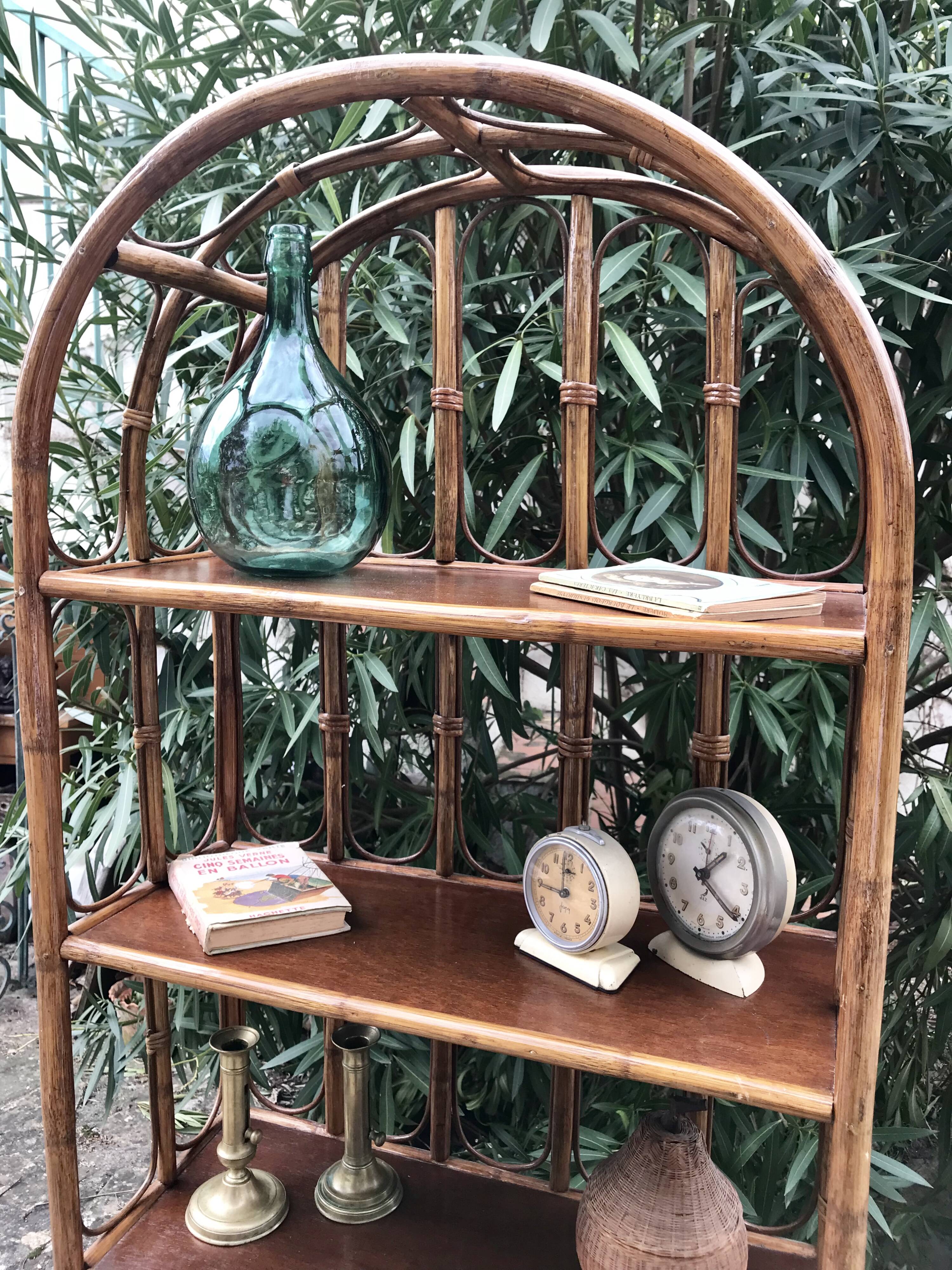 Vintage rattan bookcase