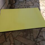 Plastilux yellow formica table with extensions 50s