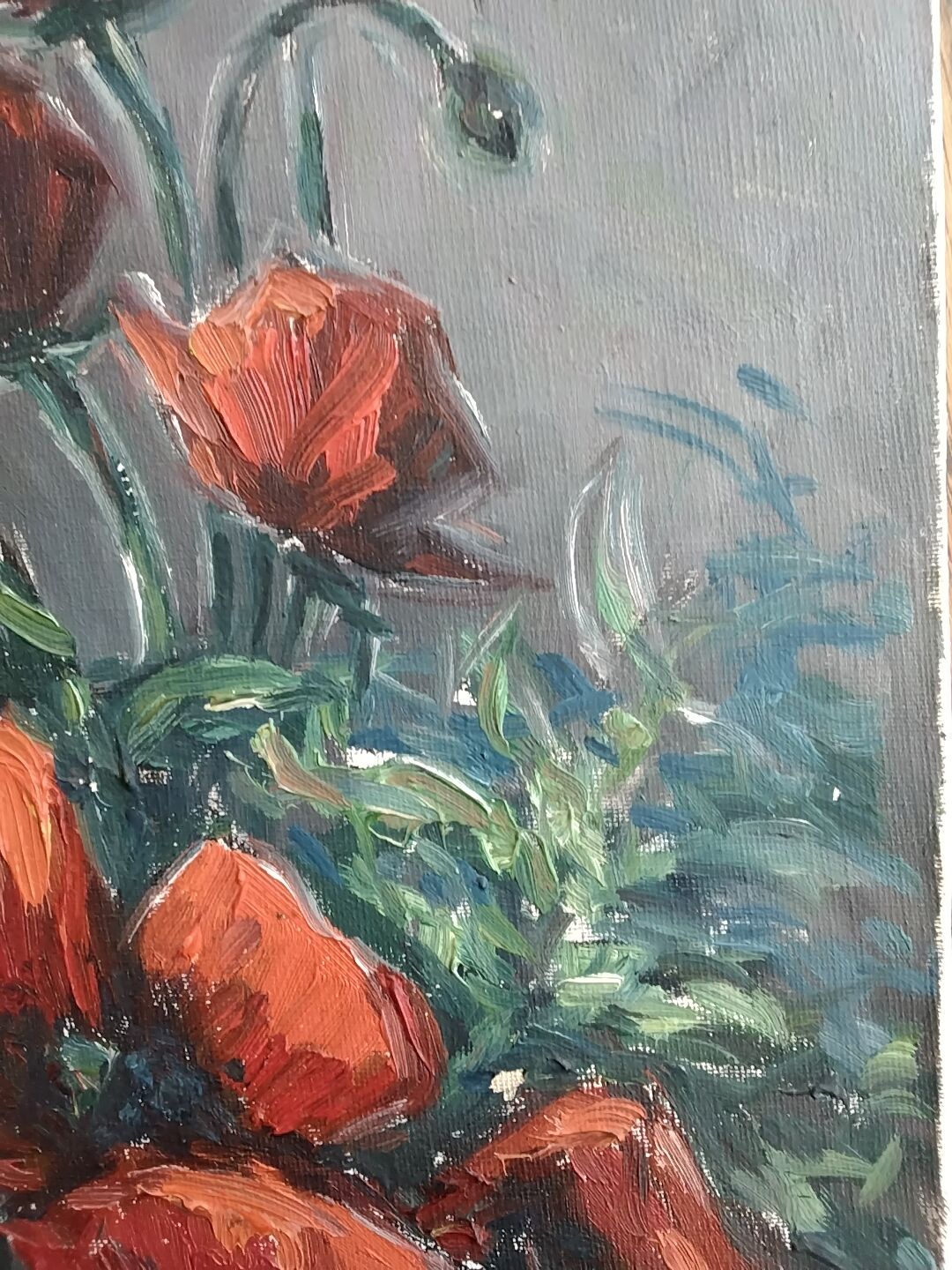 Oil on canvas poppies
