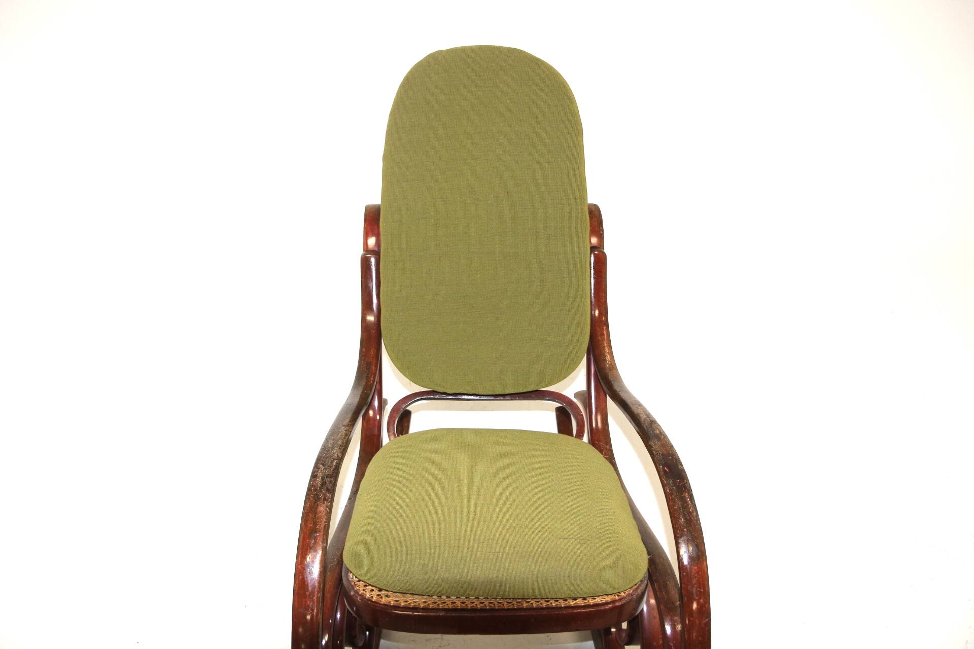 Beech rocking chair with caning, Fischel, Vienna, 1930