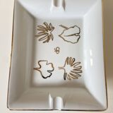 Old rectangular Limoges Porcelain Ashtray: Leaf designs signed GP