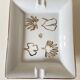 Old rectangular Limoges Porcelain Ashtray: Leaf designs signed GP