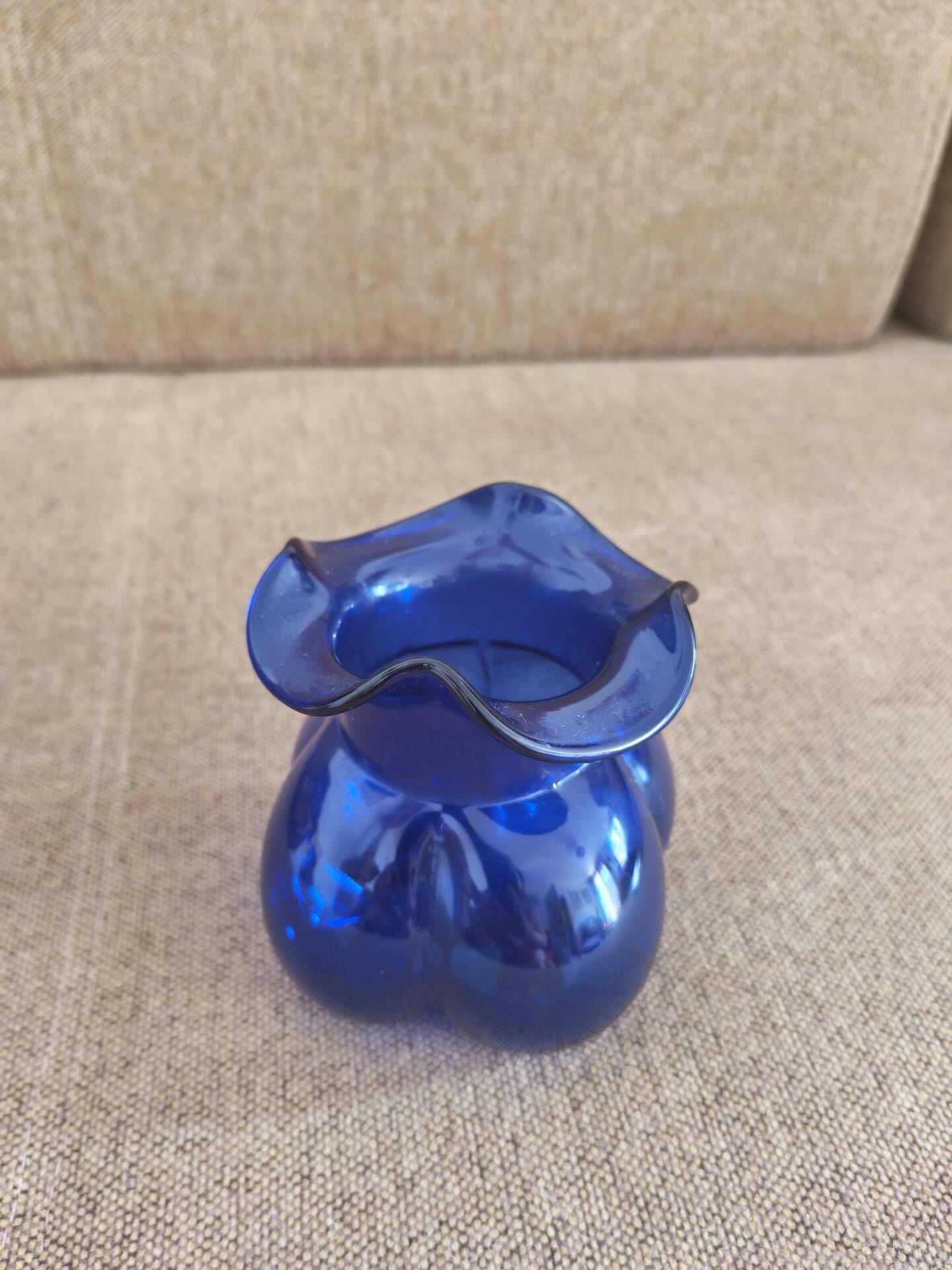 Small cobalt blue Scandinavian round vase
