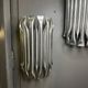 Raak 'concorde' pair of wall lights, 'organ tube' type in brushed aluminium, ca 1970
