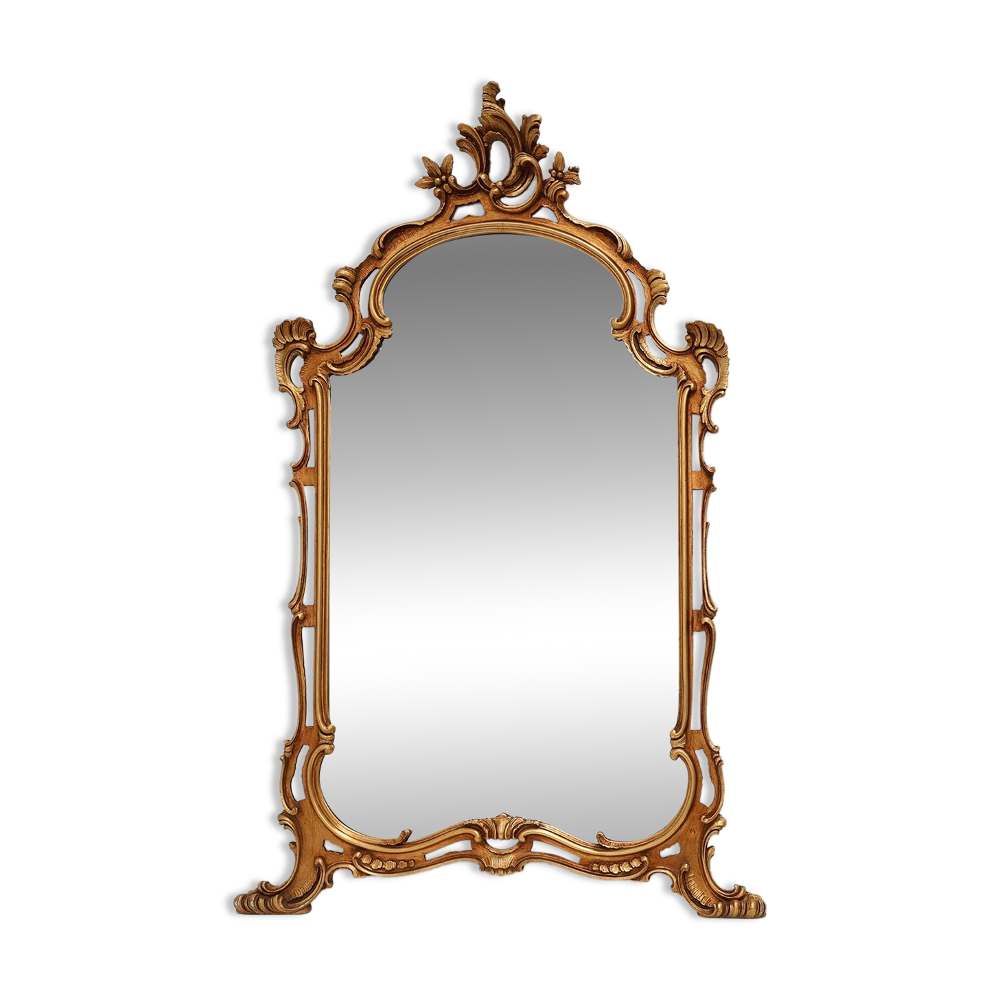 Large 20th century Baroque gilt wooden mirror in Louis XV style