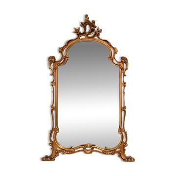 Grand miroir baroque en bois doré du XXe siècle de style Louis XV