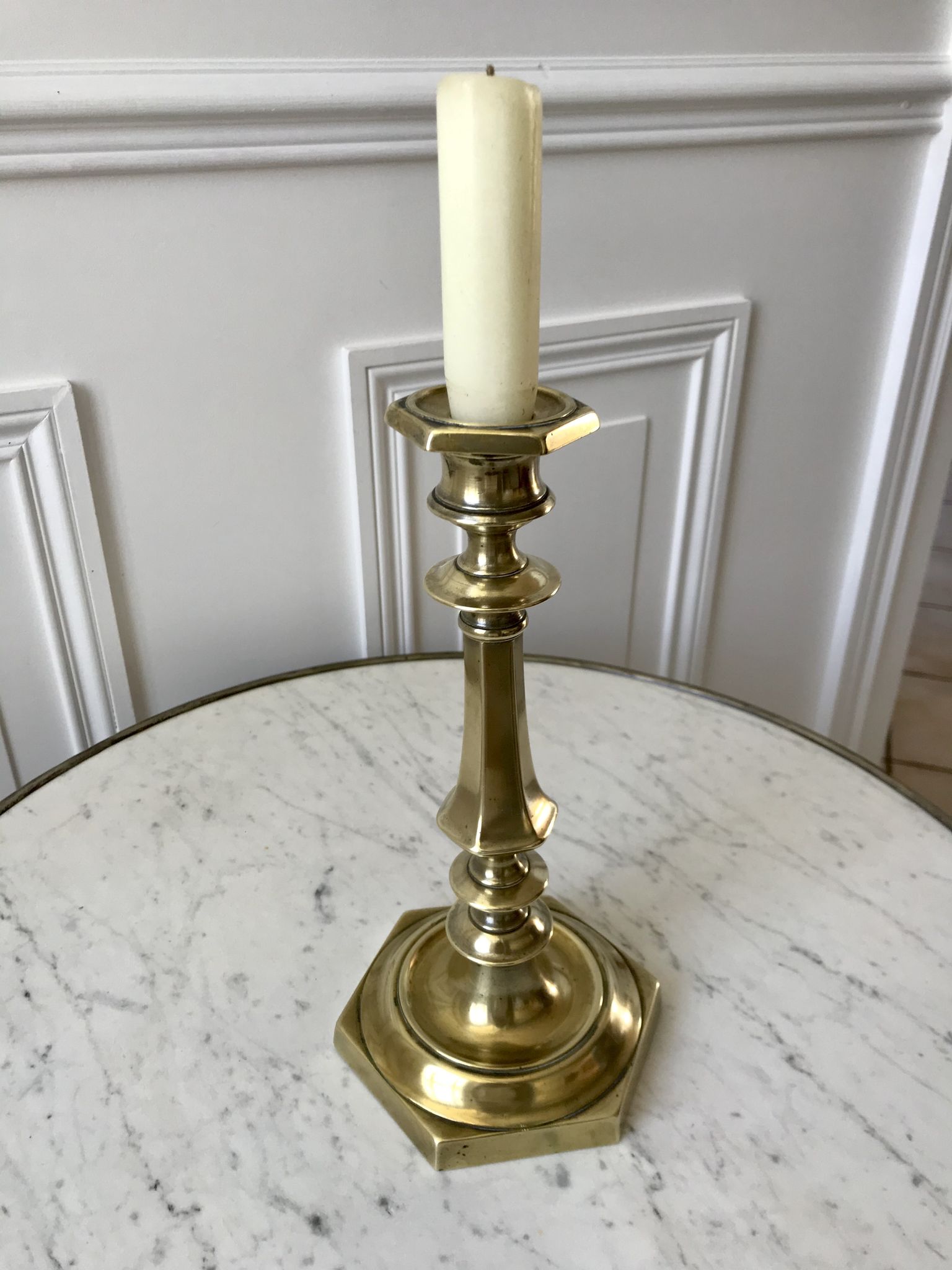 Candle holder / candlestick in golden brass 20s