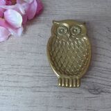 Small carved brass owl ashtray, owl pocket ashtray