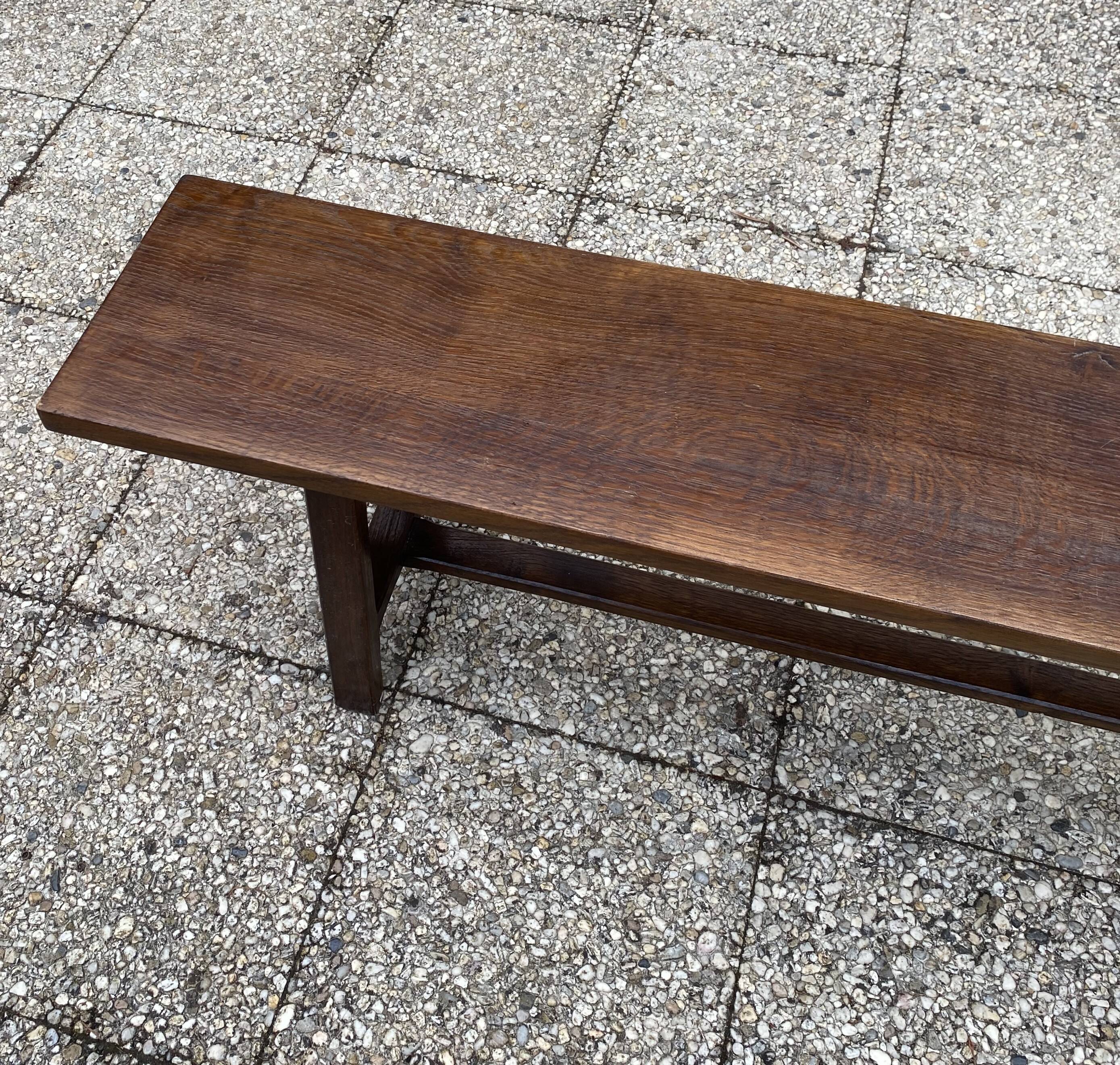 Solid oak farmhouse bench 180cm for rustic farmhouse table 1950