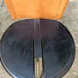 4 stackable and foldable leather chairs, Gaspare Cairoli, Edition Seccose 1980