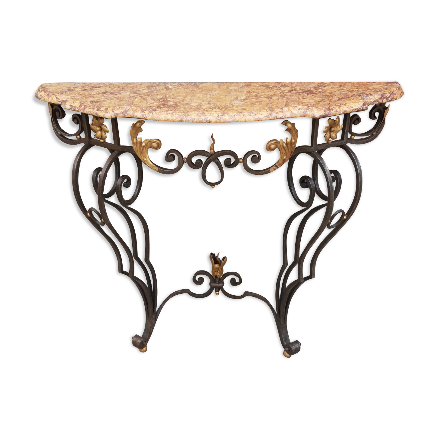 Console forged foot marble top