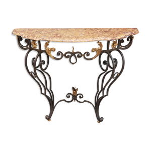 console pied forgé plateau