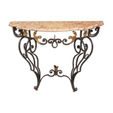 Console forged foot marble top