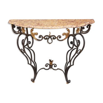 Console forged foot marble top