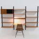 Rare Scandinavian Wall Mounted Plywood Shelving Unit 1950s