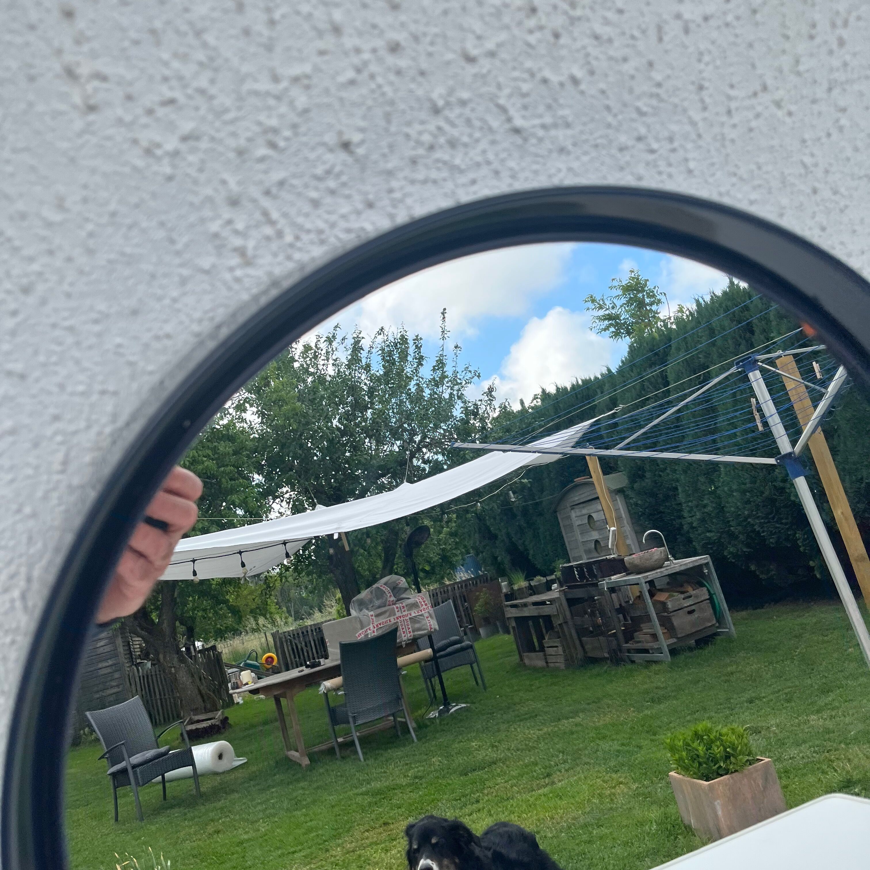 Miroir rond bleu