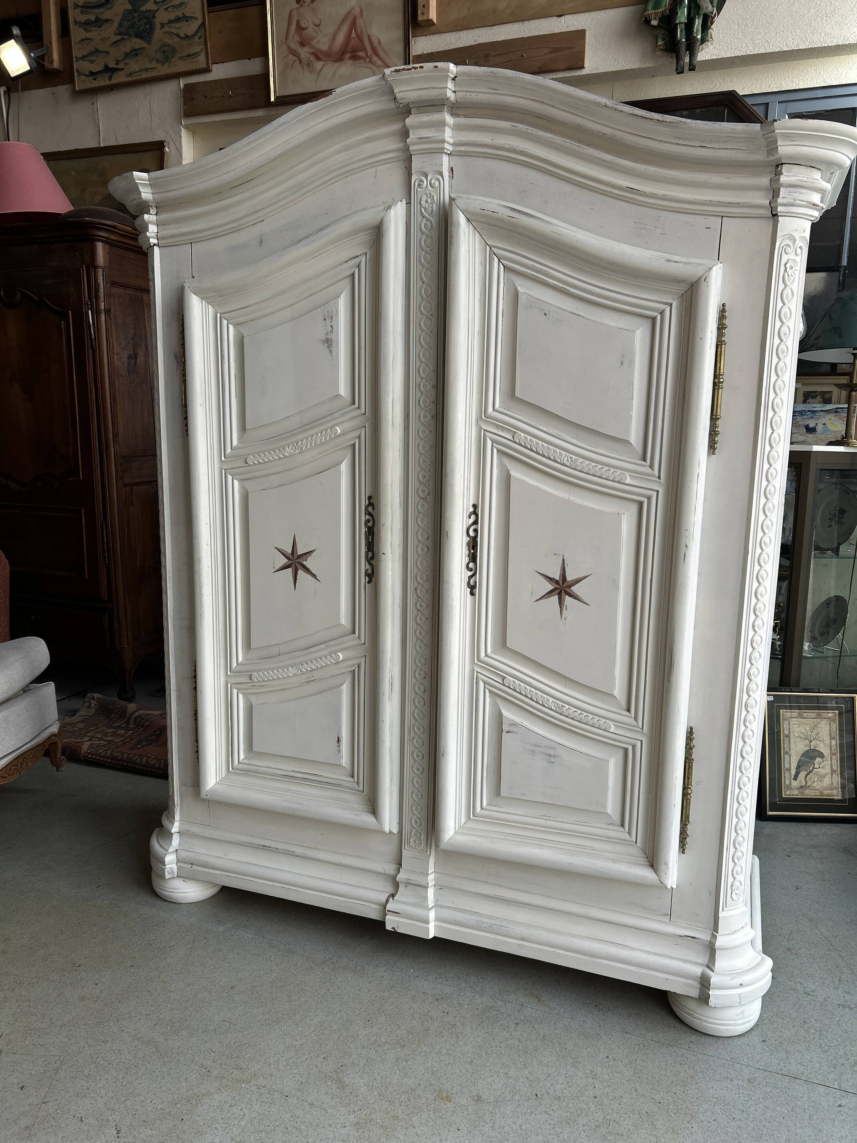 Two-door painted wardrobe, Louis XIV style, Alsatian regional work.