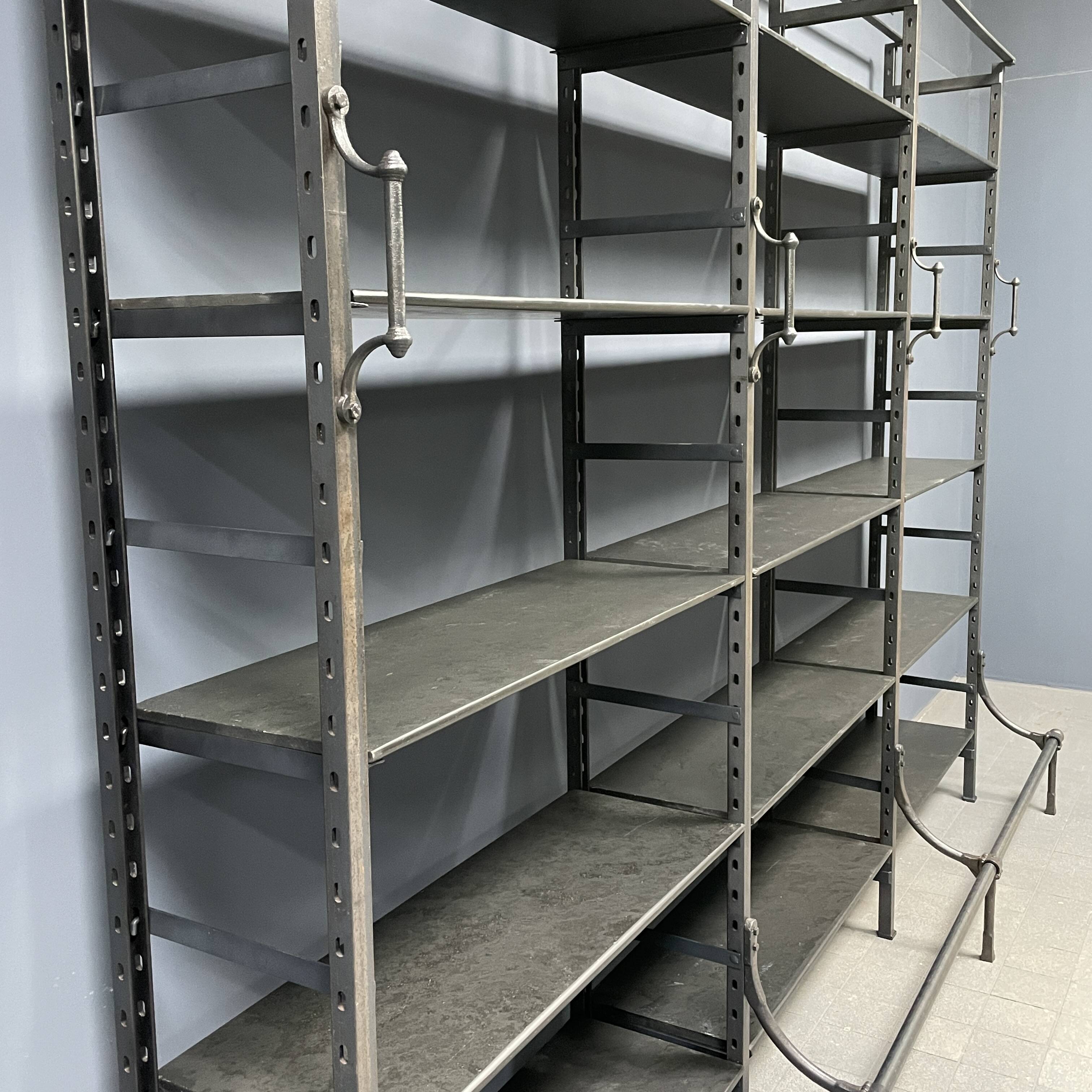Industrial Iron Library Wall Shelving Cabinet