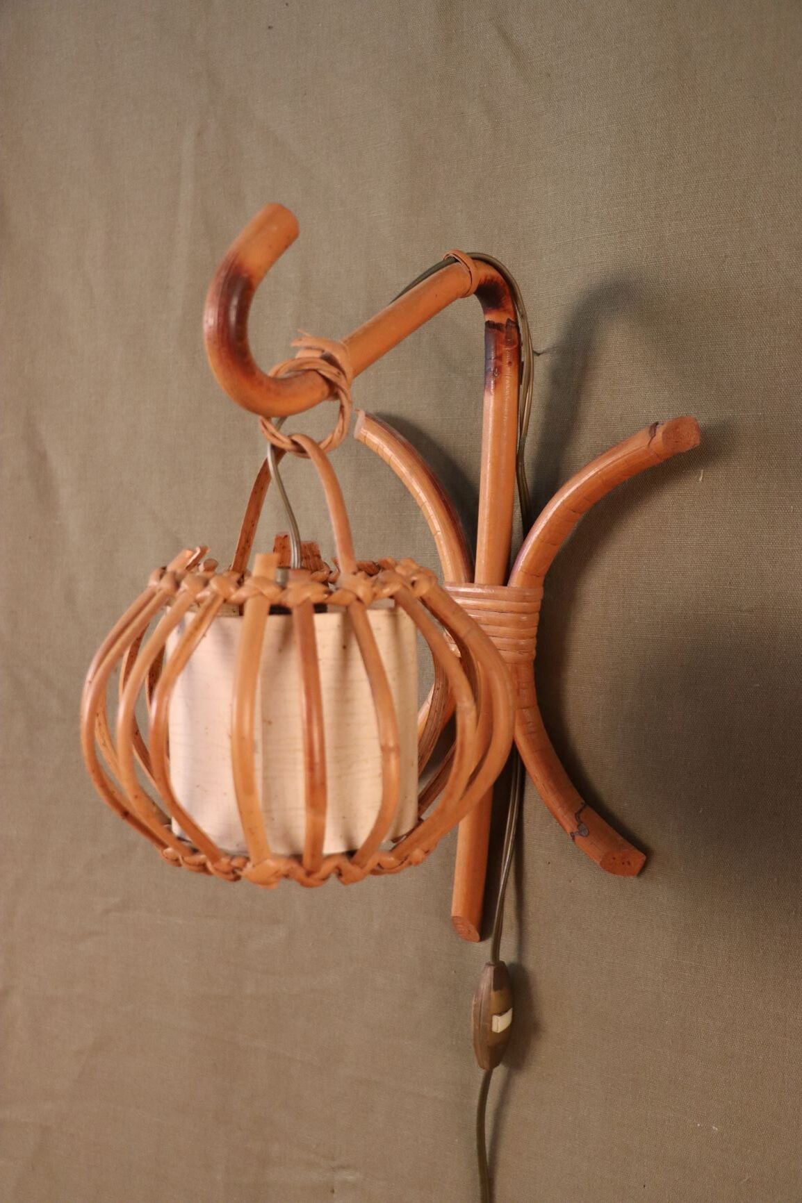 Pair Rotin Murale wall light