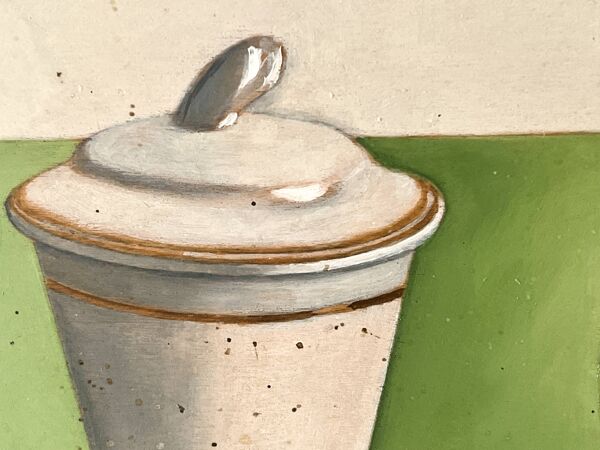 Tableau nature morte ''la pomme et le sucrier'' signé Yves Millecam vintage