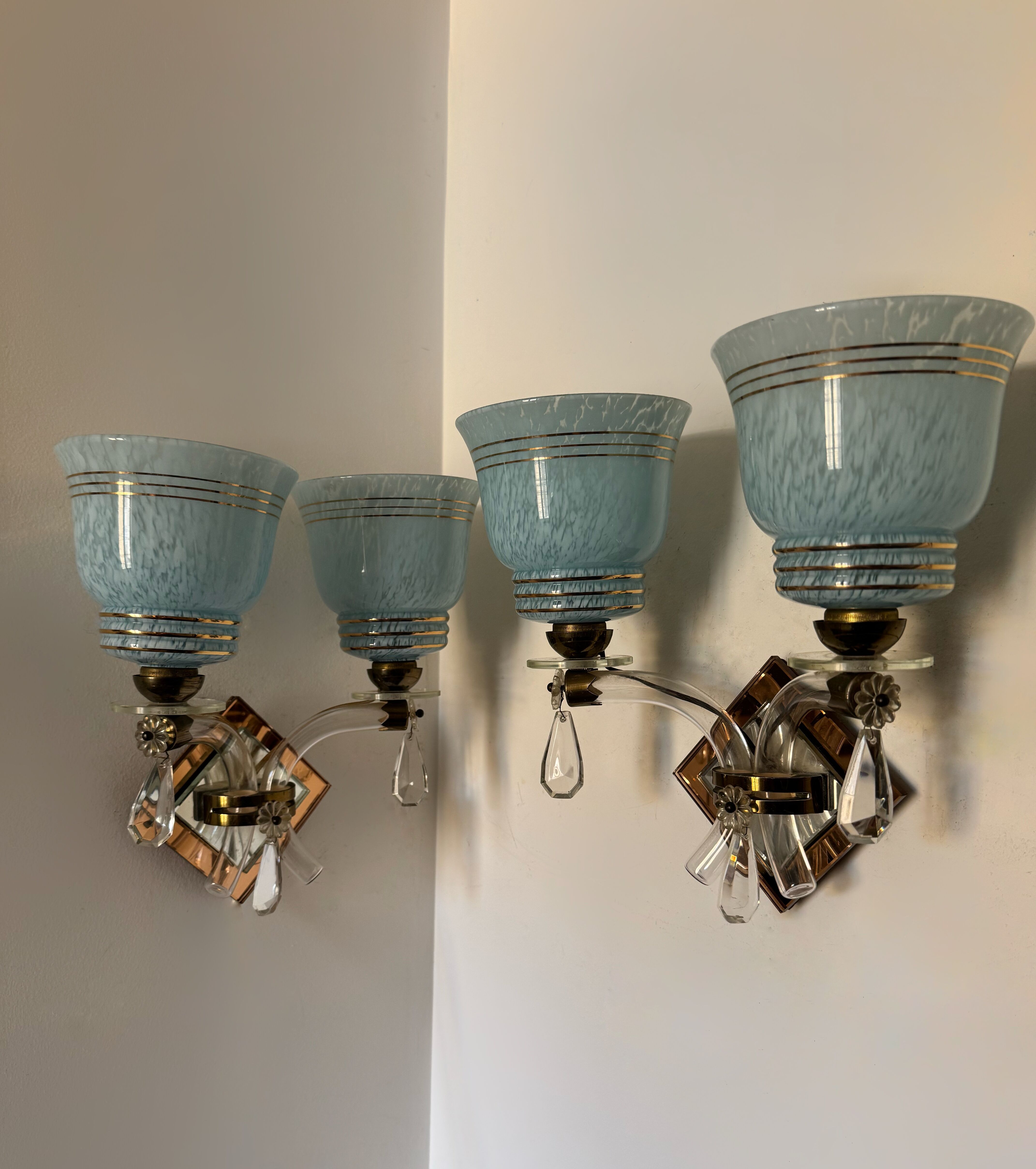 Art Deco mirror glass wall lights