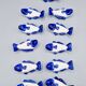 Set of 11 vintage blue and white porcelain fish knife rests.