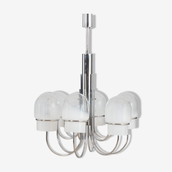 Italian space age chandelier with Murano  glass ombre shades, 1970s