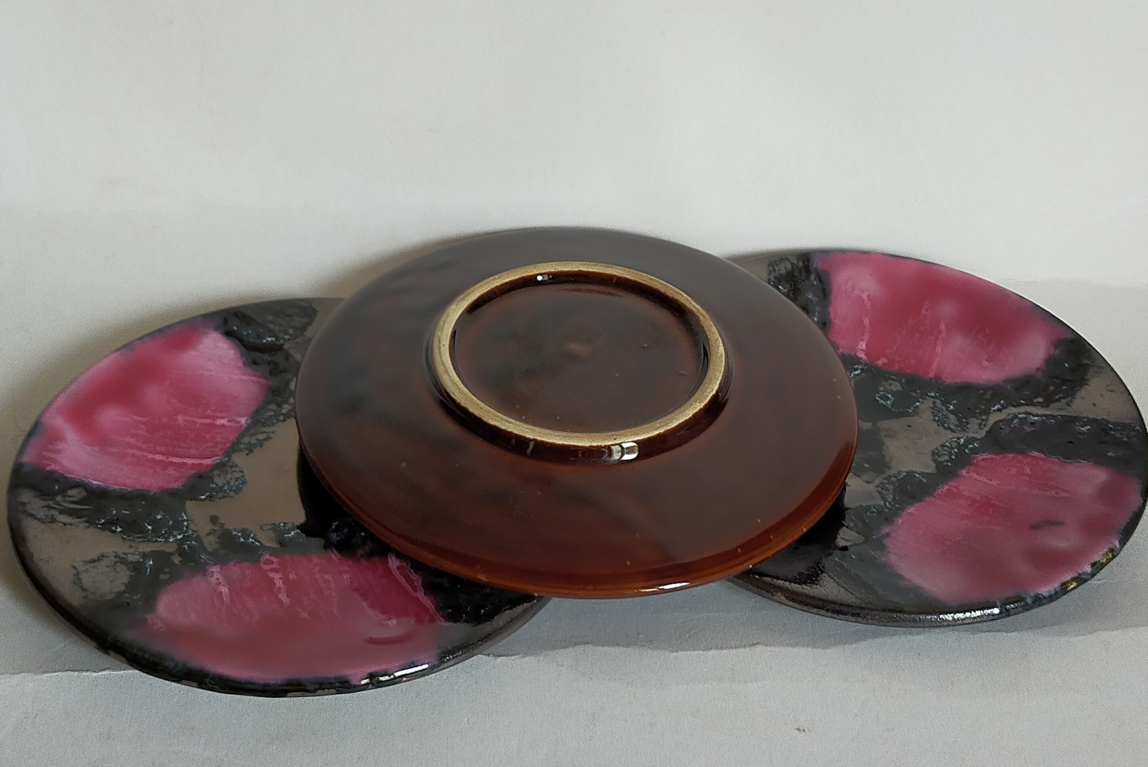 Three ceramic dessert plates from Vallauris 50s